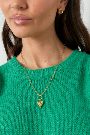 Linked necklace with heart - gold h5 Picture3
